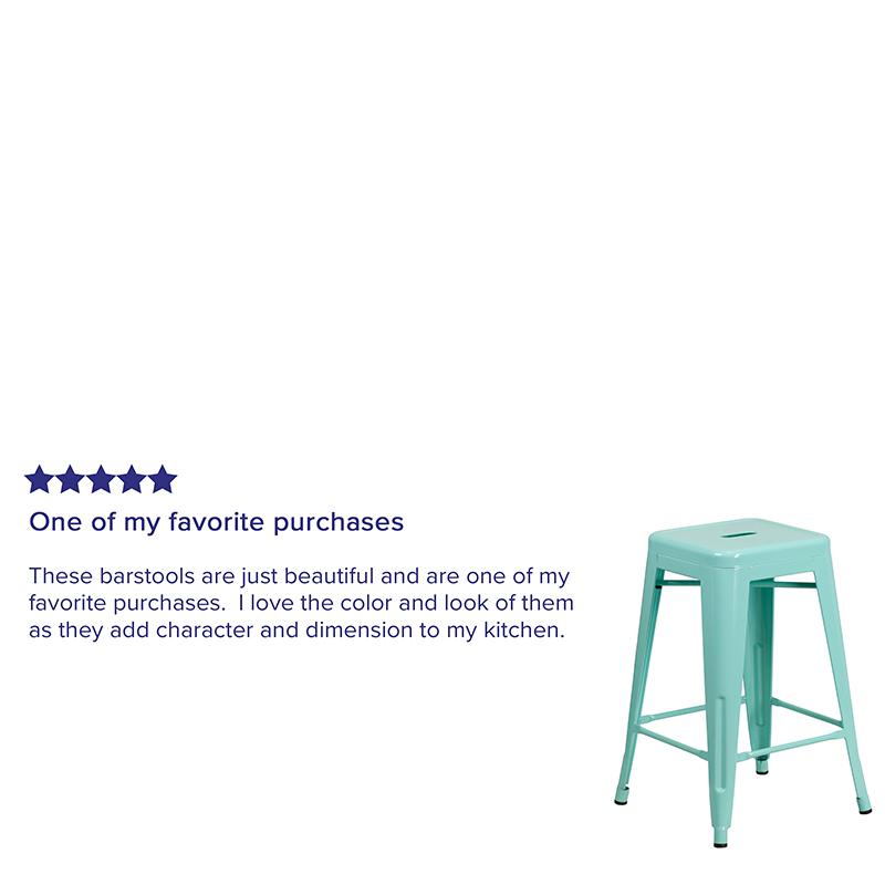Commercial Grade 24" High Backless Mint Green Indoor-Outdoor Counter Height Stool By Flash Furniture | Bar Stools | Modishstore - 4