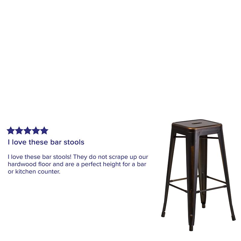 Commercial Grade 30" High Backless Distressed Copper Metal Indoor-Outdoor Barstool By Flash Furniture | Bar Stools | Modishstore - 4