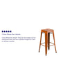 Commercial Grade 30" High Backless Distressed Orange Metal Indoor-Outdoor Barstool By Flash Furniture | Bar Stools | Modishstore - 4