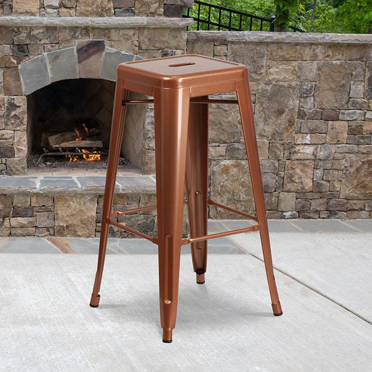Commercial Grade 30" High Backless Copper Indoor-Outdoor Barstool By Flash Furniture | Bar Stools | Modishstore