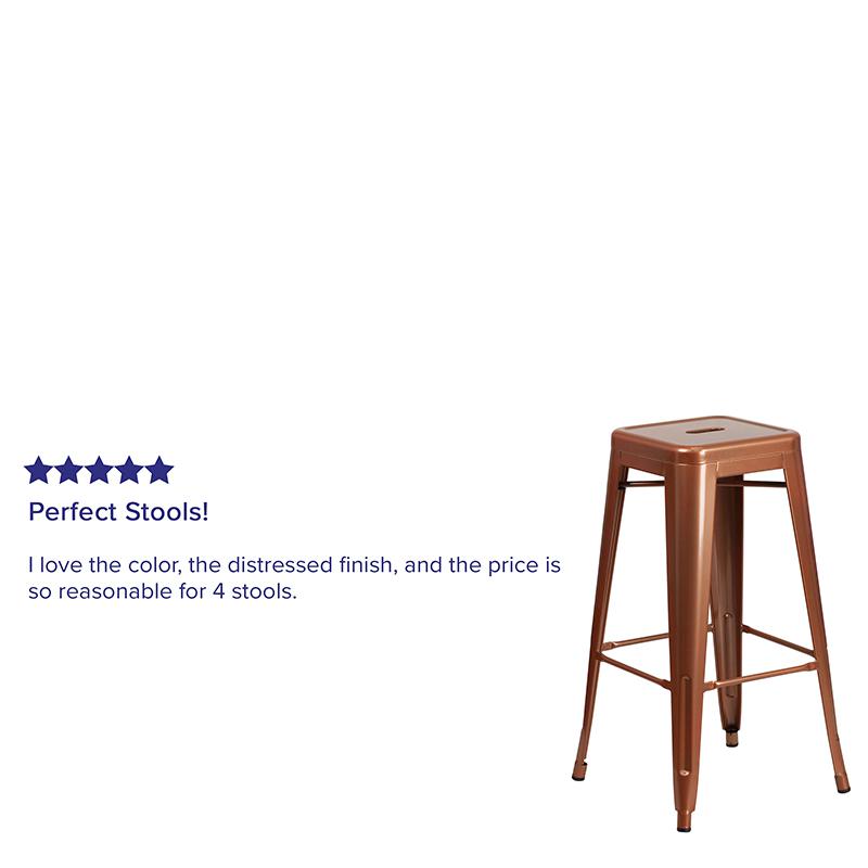 Commercial Grade 30" High Backless Copper Indoor-Outdoor Barstool By Flash Furniture | Bar Stools | Modishstore - 4
