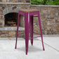 30" High Backless Purple Barstool With Square Wood Seat By Flash Furniture | Bar Stools | Modishstore