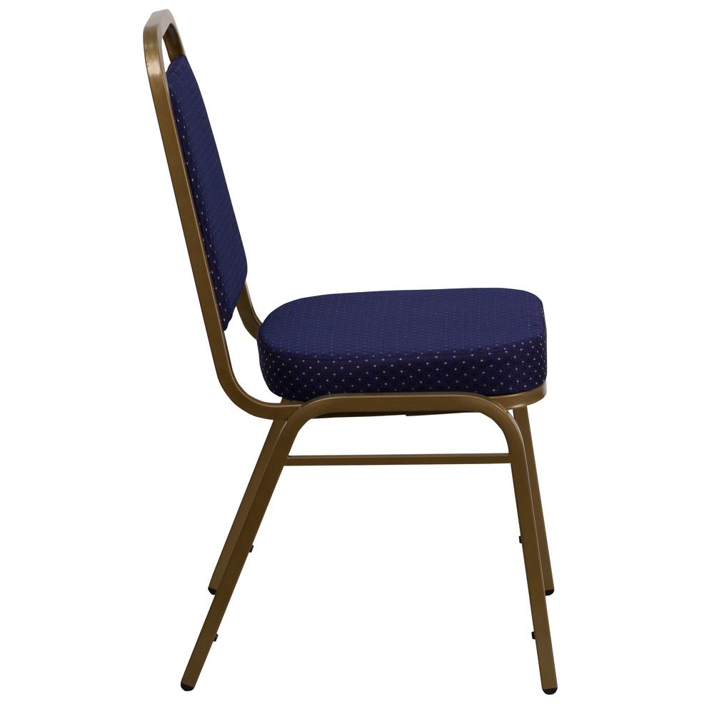 Hercules Series Trapezoidal Back Stacking Banquet Chair In Navy Patterned Fabric - Gold Frame By Flash Furniture | Side Chairs | Modishstore - 2