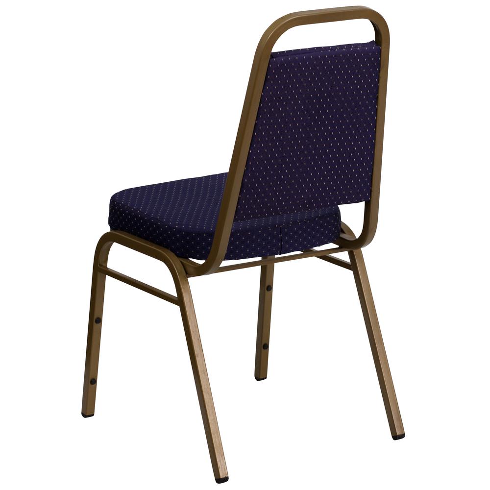 Hercules Series Trapezoidal Back Stacking Banquet Chair In Navy Patterned Fabric - Gold Frame By Flash Furniture | Side Chairs | Modishstore - 3