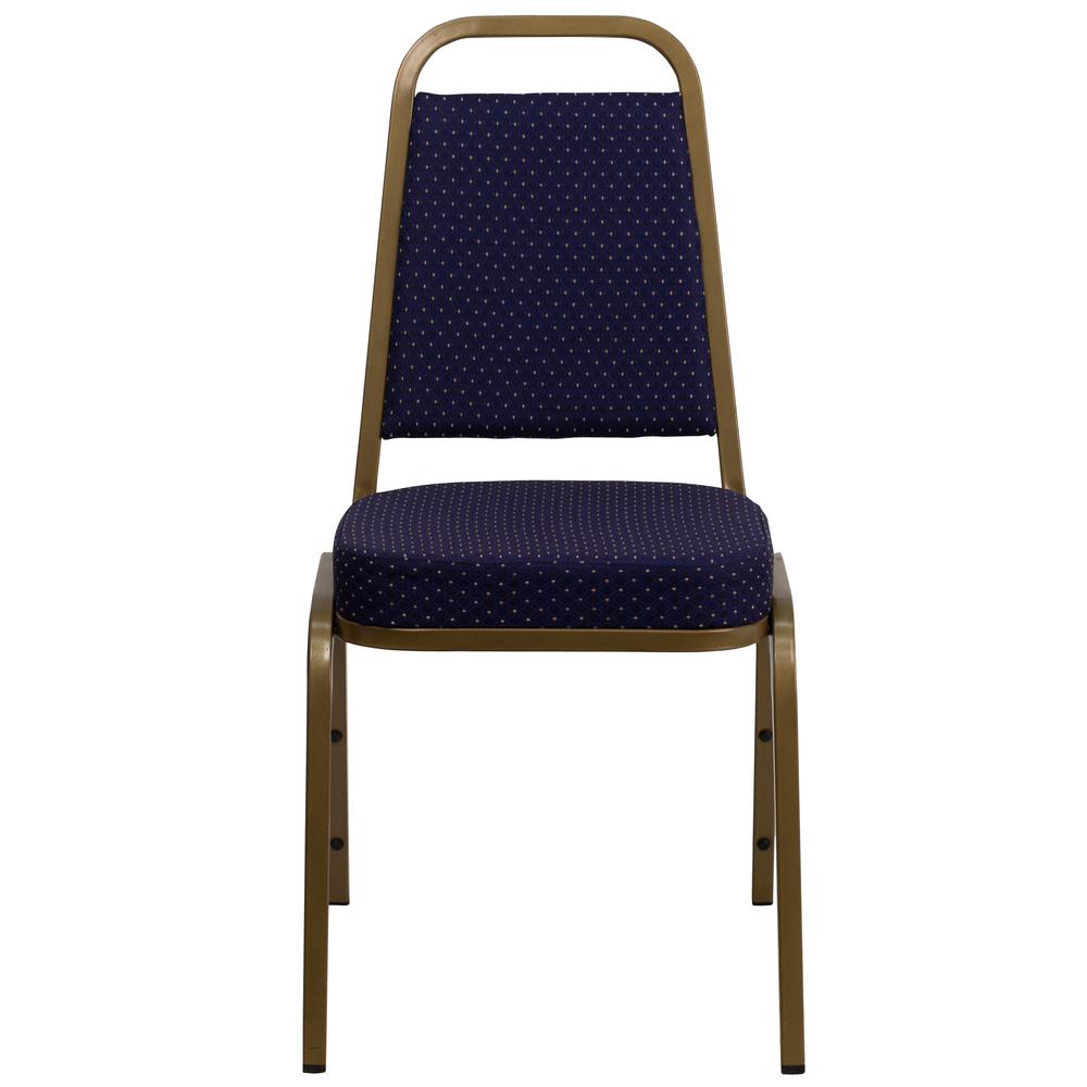 Hercules Series Trapezoidal Back Stacking Banquet Chair In Navy Patterned Fabric - Gold Frame By Flash Furniture | Side Chairs | Modishstore - 4