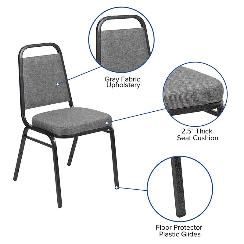 Hercules Series Trapezoidal Back Stacking Banquet Chair With 2.5" Thick Seat In Gray Fabric - Silver Vein Frame By Flash Furniture | Dining Chairs | Modishstore - 4