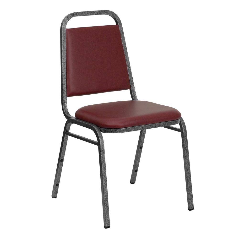 Hercules Series Trapezoidal Back Stacking Banquet Chair In Burgundy Vinyl - Silver Vein Frame By Flash Furniture | Side Chairs | Modishstore - 1