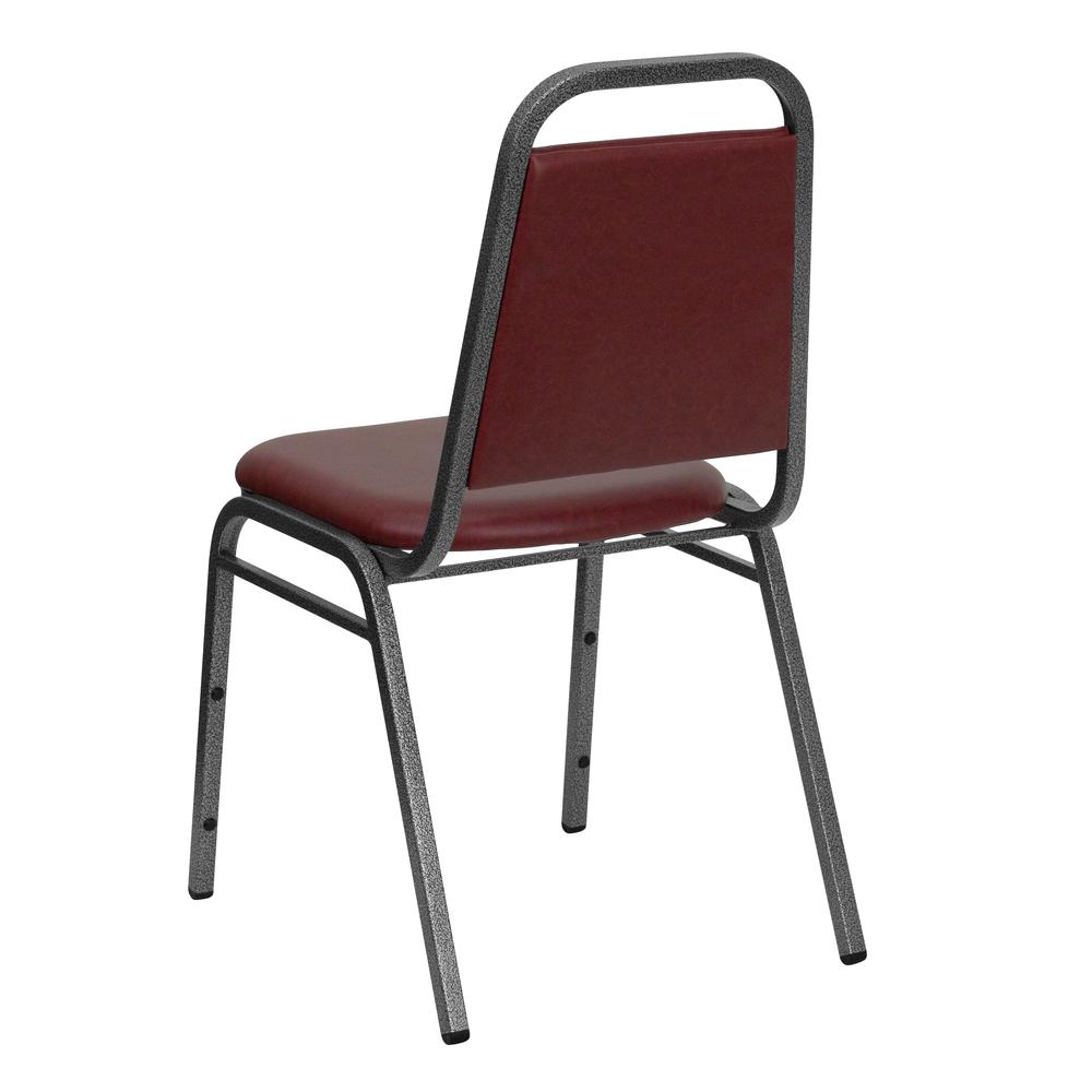 Hercules Series Trapezoidal Back Stacking Banquet Chair In Burgundy Vinyl - Silver Vein Frame By Flash Furniture | Side Chairs | Modishstore - 3