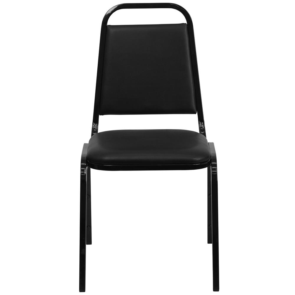 Hercules Series Trapezoidal Back Stacking Banquet Chair In Black Vinyl - Black Frame By Flash Furniture | Side Chairs | Modishstore - 4