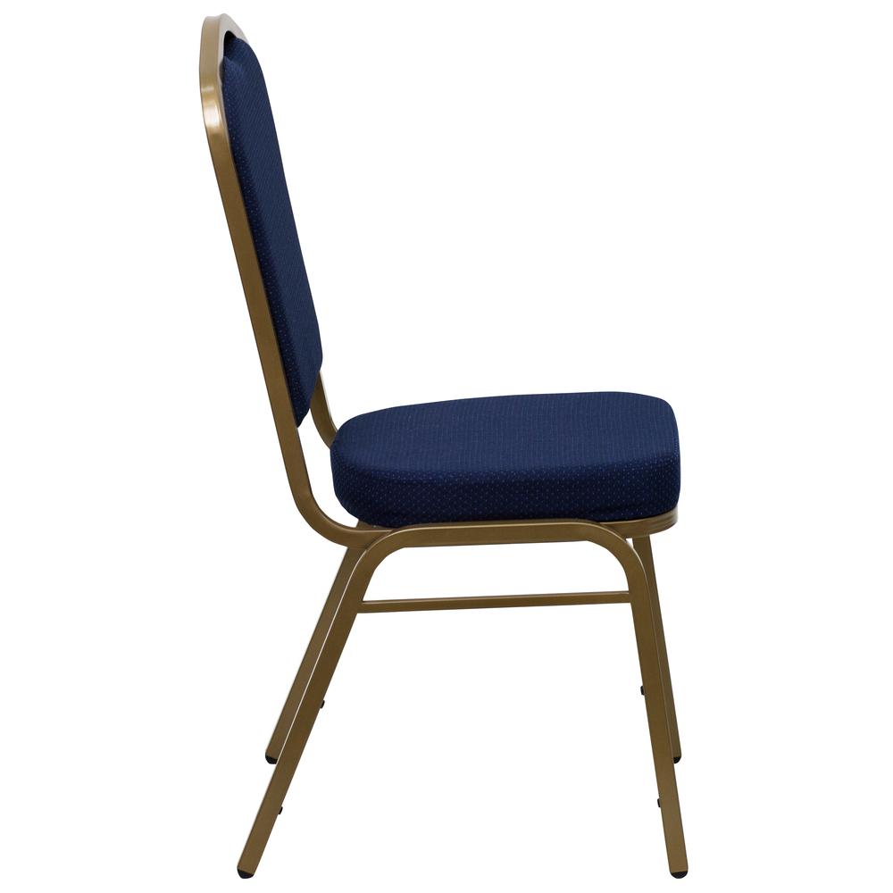 Hercules Series Crown Back Stacking Banquet Chair In Navy Blue Patterned Fabric - Gold Frame By Flash Furniture | Side Chairs | Modishstore - 2