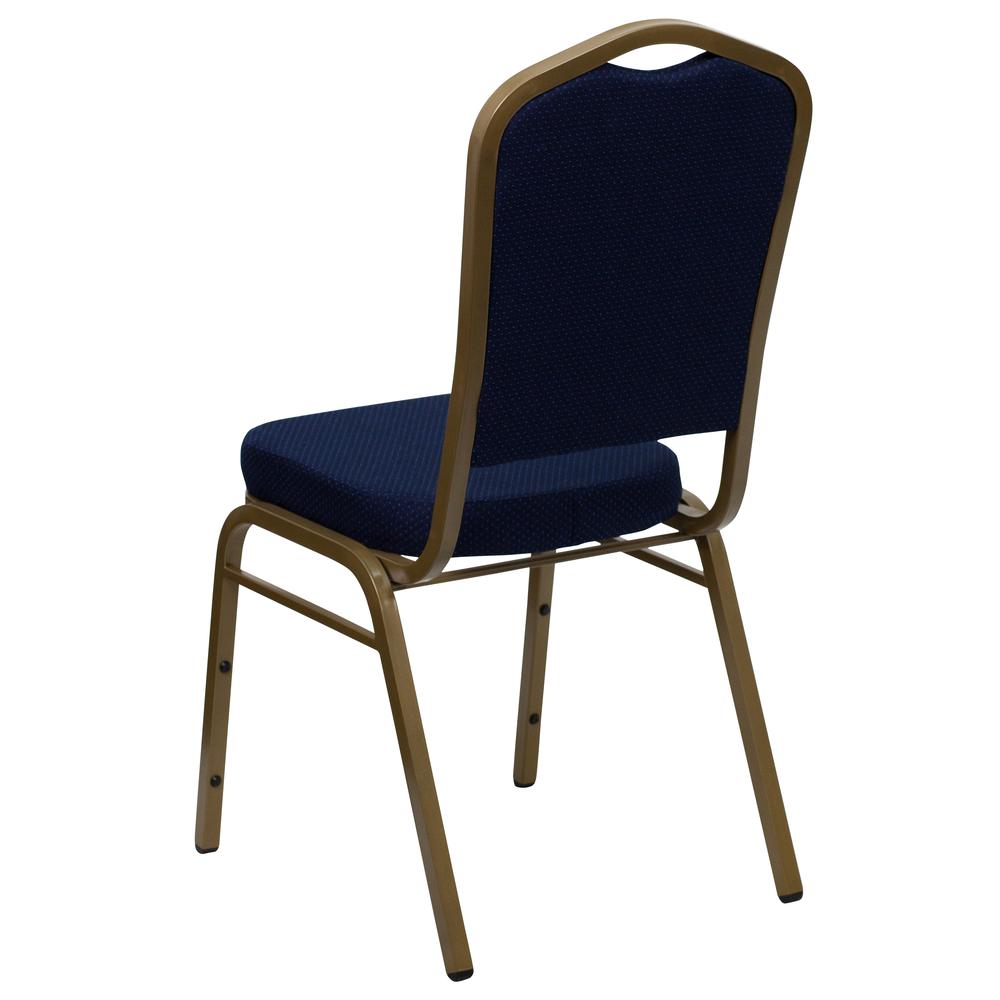 Hercules Series Crown Back Stacking Banquet Chair In Navy Blue Patterned Fabric - Gold Frame By Flash Furniture | Side Chairs | Modishstore - 3