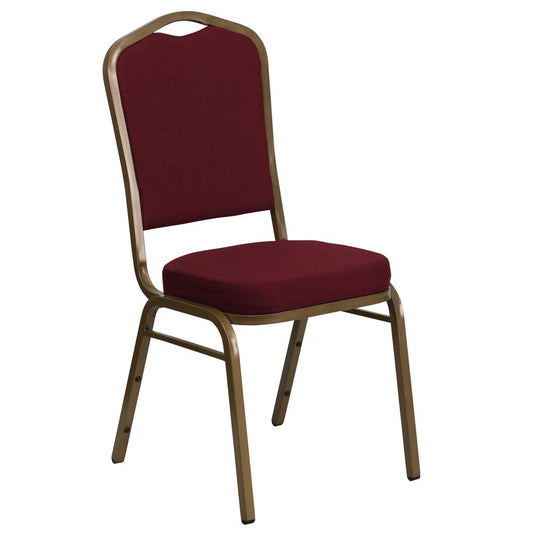 Hercules Series Crown Back Stacking Banquet Chair In Burgundy Fabric - Gold Frame By Flash Furniture | Side Chairs | Modishstore - 1