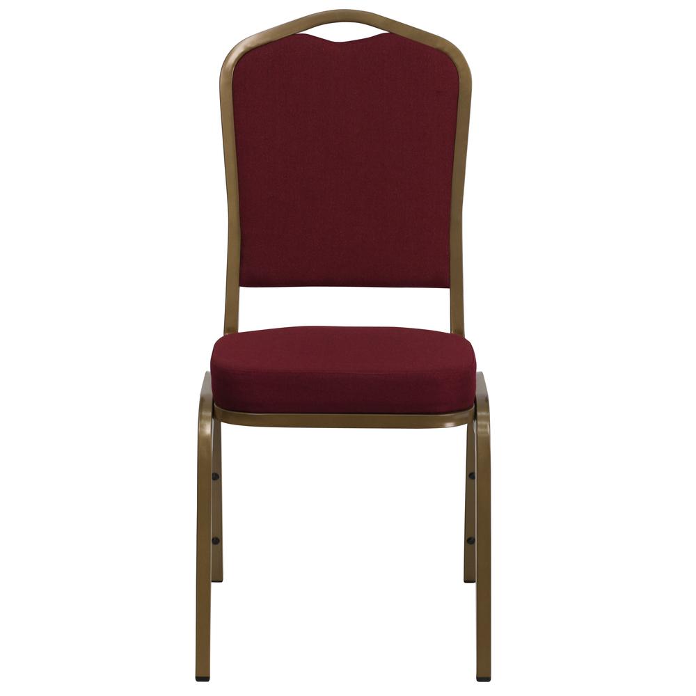 Hercules Series Crown Back Stacking Banquet Chair In Burgundy Fabric - Gold Frame By Flash Furniture | Side Chairs | Modishstore - 4