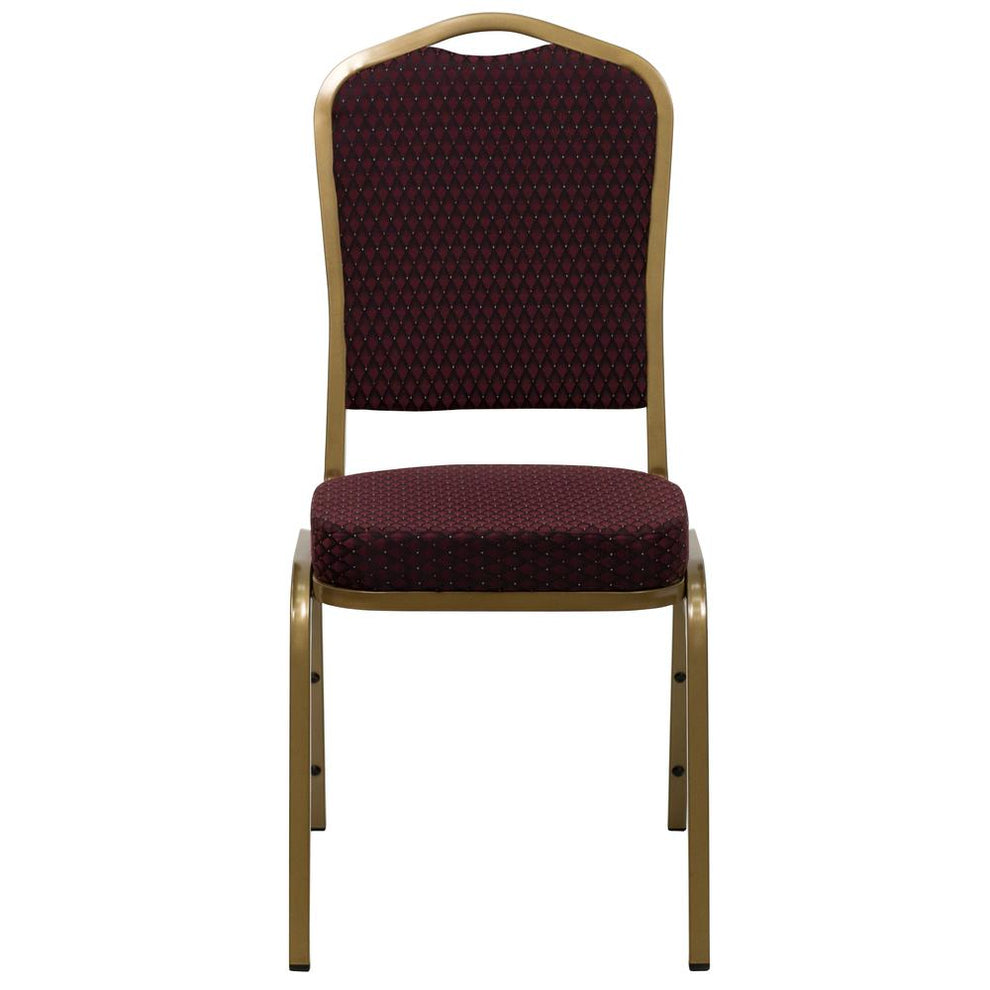 Hercules Series Crown Back Stacking Banquet Chair In Burgundy Patterned Fabric - Gold Frame By Flash Furniture | Side Chairs | Modishstore - 4