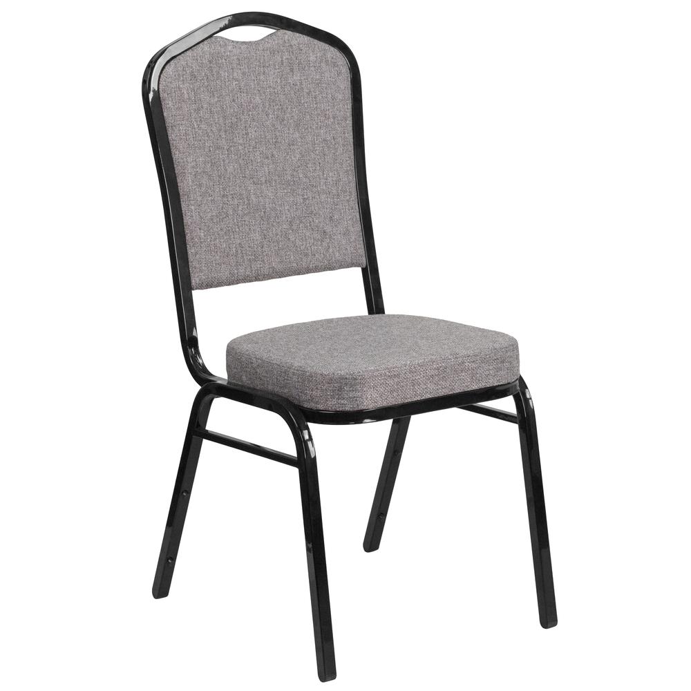 Hercules Series Crown Back Stacking Banquet Chair In Gray Fabric - Black Frame By Flash Furniture | Side Chairs | Modishstore