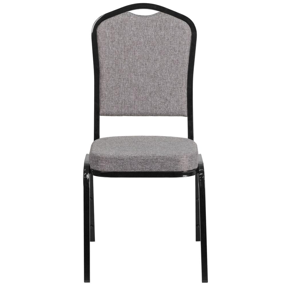 Hercules Series Crown Back Stacking Banquet Chair In Gray Fabric - Black Frame By Flash Furniture | Side Chairs | Modishstore - 4