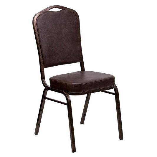 Hercules Series Crown Back Stacking Banquet Chair In Brown Vinyl - Copper Vein Frame By Flash Furniture | Side Chairs | Modishstore