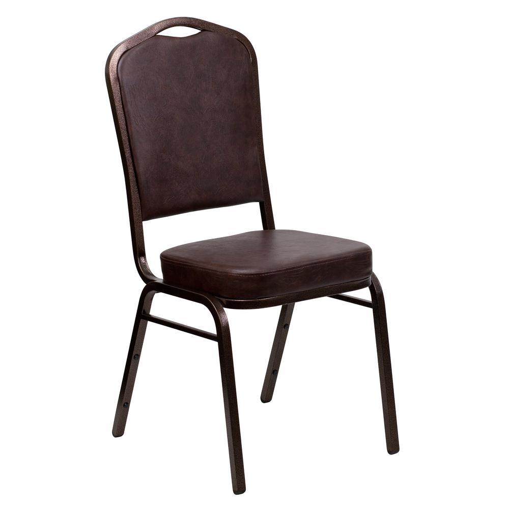 Hercules Series Crown Back Stacking Banquet Chair In Brown Vinyl - Copper Vein Frame By Flash Furniture | Side Chairs | Modishstore - 1