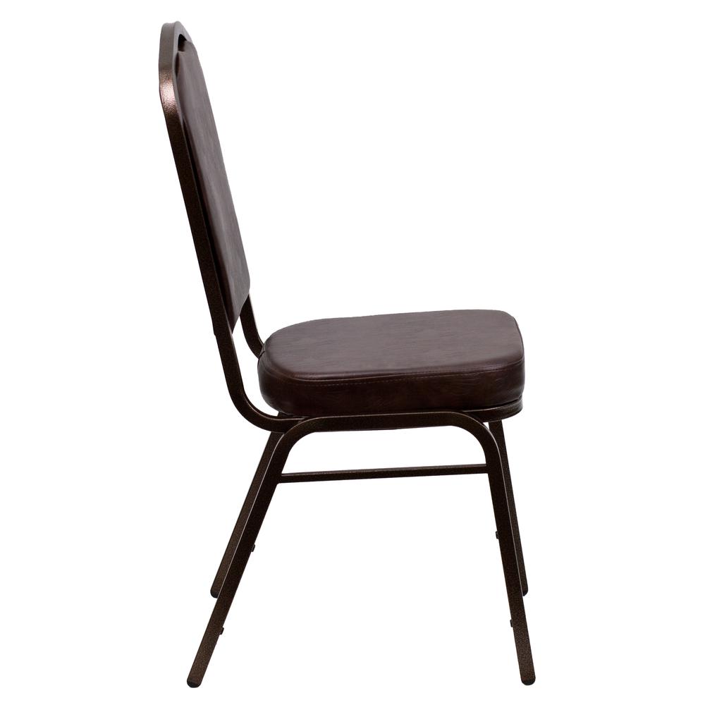 Hercules Series Crown Back Stacking Banquet Chair In Brown Vinyl - Copper Vein Frame By Flash Furniture | Side Chairs | Modishstore - 2