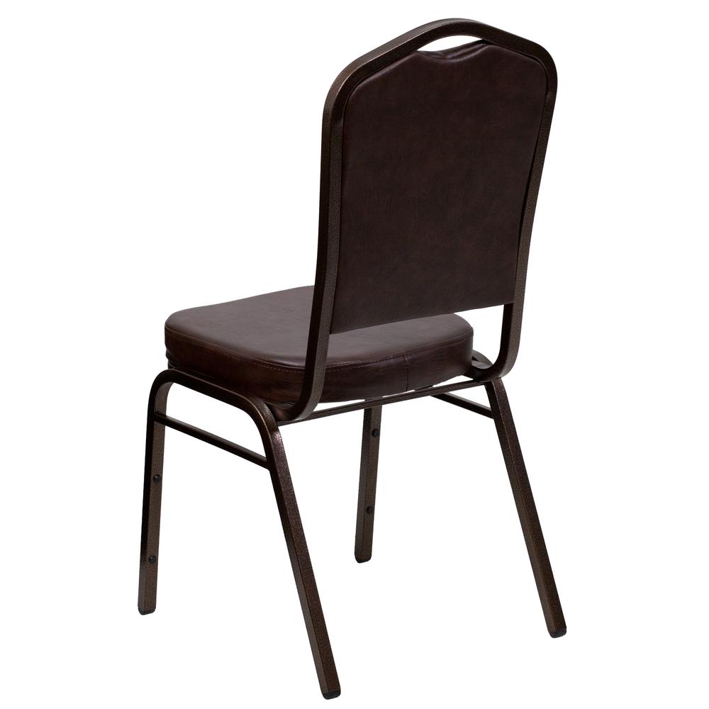 Hercules Series Crown Back Stacking Banquet Chair In Brown Vinyl - Copper Vein Frame By Flash Furniture | Side Chairs | Modishstore - 3
