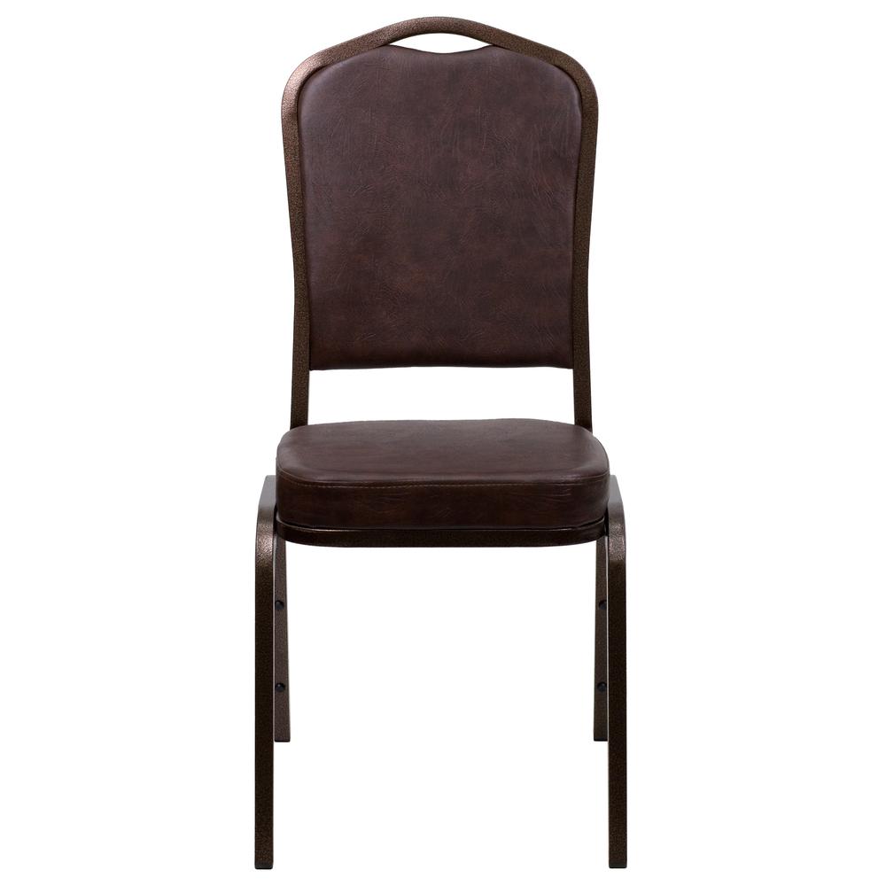 Hercules Series Crown Back Stacking Banquet Chair In Brown Vinyl - Copper Vein Frame By Flash Furniture | Side Chairs | Modishstore - 4