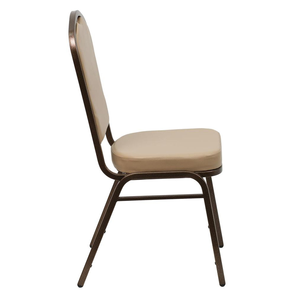 Hercules Series Crown Back Stacking Banquet Chair In Tan Vinyl - Copper Vein Frame By Flash Furniture | Side Chairs | Modishstore - 2