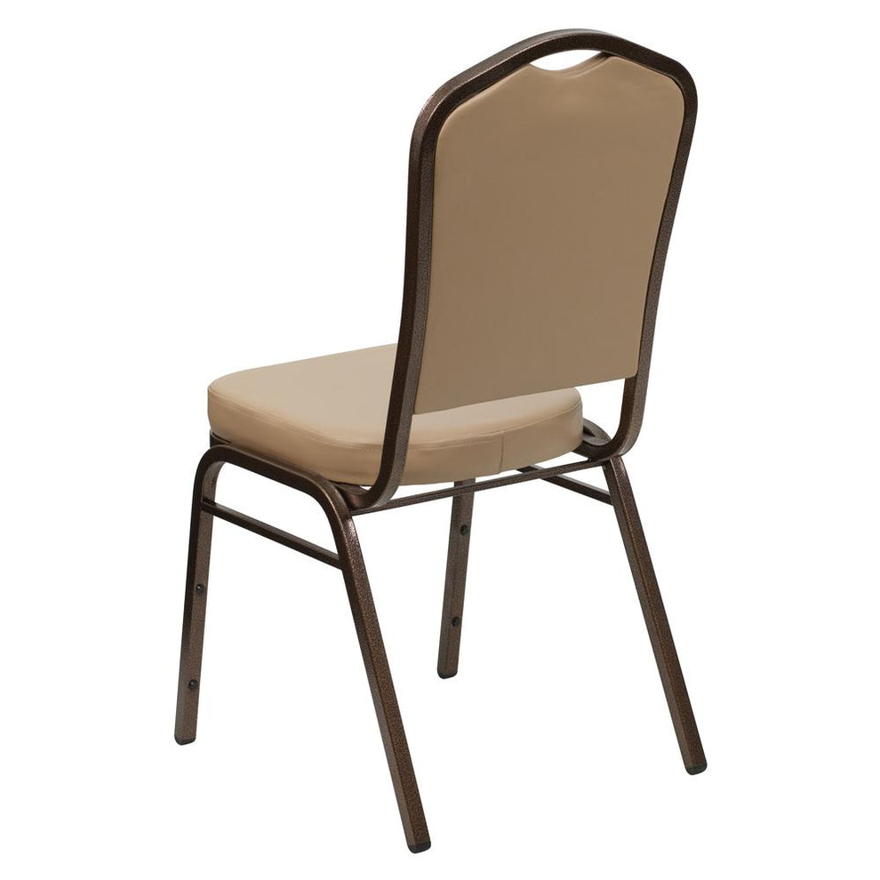 Hercules Series Crown Back Stacking Banquet Chair In Tan Vinyl - Copper Vein Frame By Flash Furniture | Side Chairs | Modishstore - 3