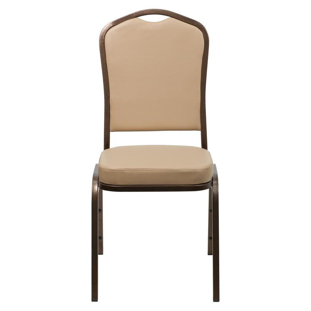 Hercules Series Crown Back Stacking Banquet Chair In Tan Vinyl - Copper Vein Frame By Flash Furniture | Side Chairs | Modishstore - 4