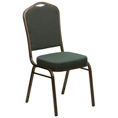 Hercules Series Crown Back Stacking Banquet Chair In Green Patterned Fabric - Gold Vein Frame By Flash Furniture