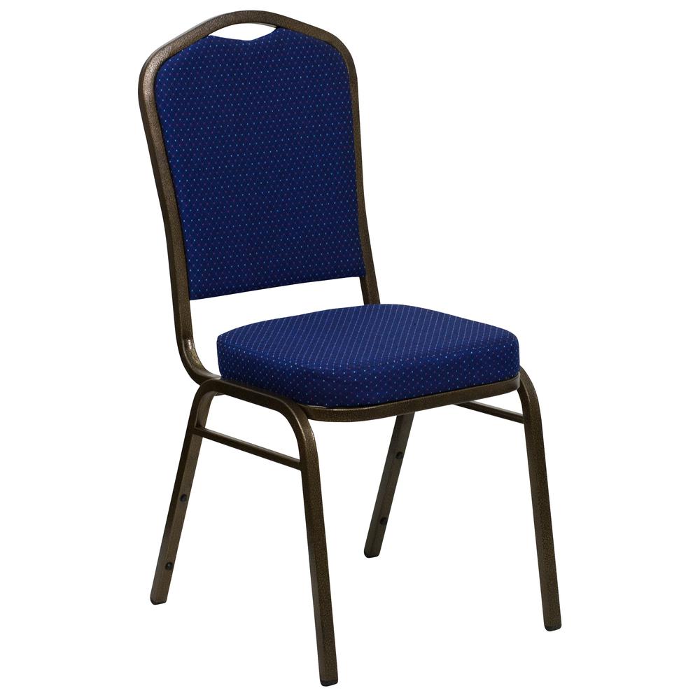Hercules Series Crown Back Stacking Banquet Chair In Navy Blue Patterned Fabric - Gold Vein Frame By Flash Furniture | Side Chairs | Modishstore