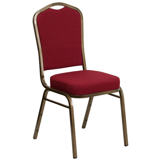 Hercules Series Crown Back Stacking Banquet Chair In Burgundy Fabric - Gold Vein Frame By Flash Furniture | Side Chairs | Modishstore