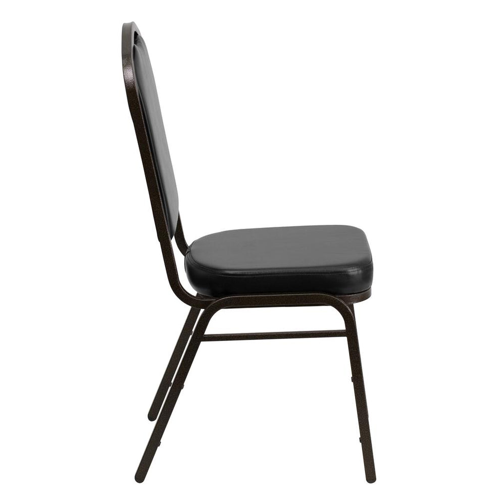 Hercules Series Crown Back Stacking Banquet Chair In Black Vinyl - Gold Vein Frame By Flash Furniture | Side Chairs | Modishstore - 2