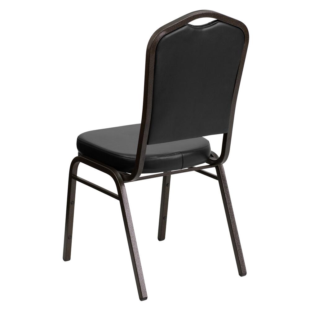 Hercules Series Crown Back Stacking Banquet Chair In Black Vinyl - Gold Vein Frame By Flash Furniture | Side Chairs | Modishstore - 3