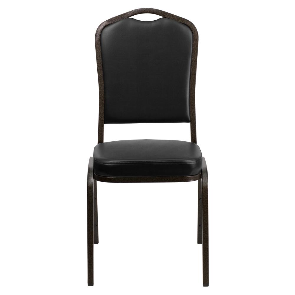 Hercules Series Crown Back Stacking Banquet Chair In Black Vinyl - Gold Vein Frame By Flash Furniture | Side Chairs | Modishstore - 4