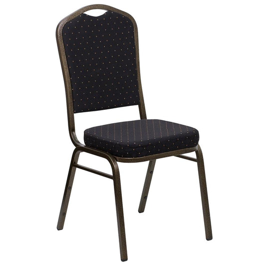 Hercules Series Crown Back Stacking Banquet Chair In Black Patterned Fabric - Gold Vein Frame By Flash Furniture | Side Chairs | Modishstore