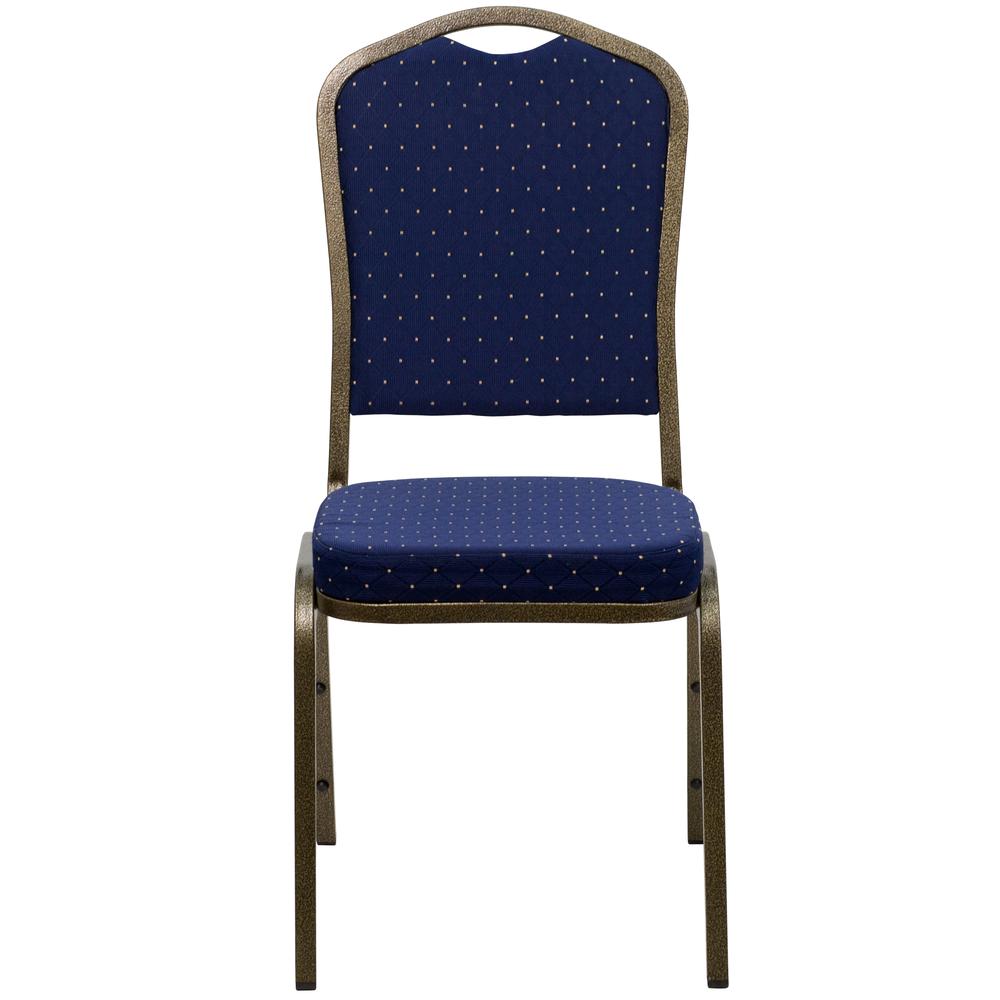 Hercules Series Crown Back Stacking Banquet Chair In Navy Blue Dot Patterned Fabric - Gold Vein Frame By Flash Furniture | Side Chairs | Modishstore - 4