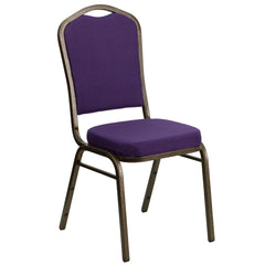 Hercules Series Crown Back Stacking Banquet Chair In Purple Fabric - Gold Vein Frame By Flash Furniture