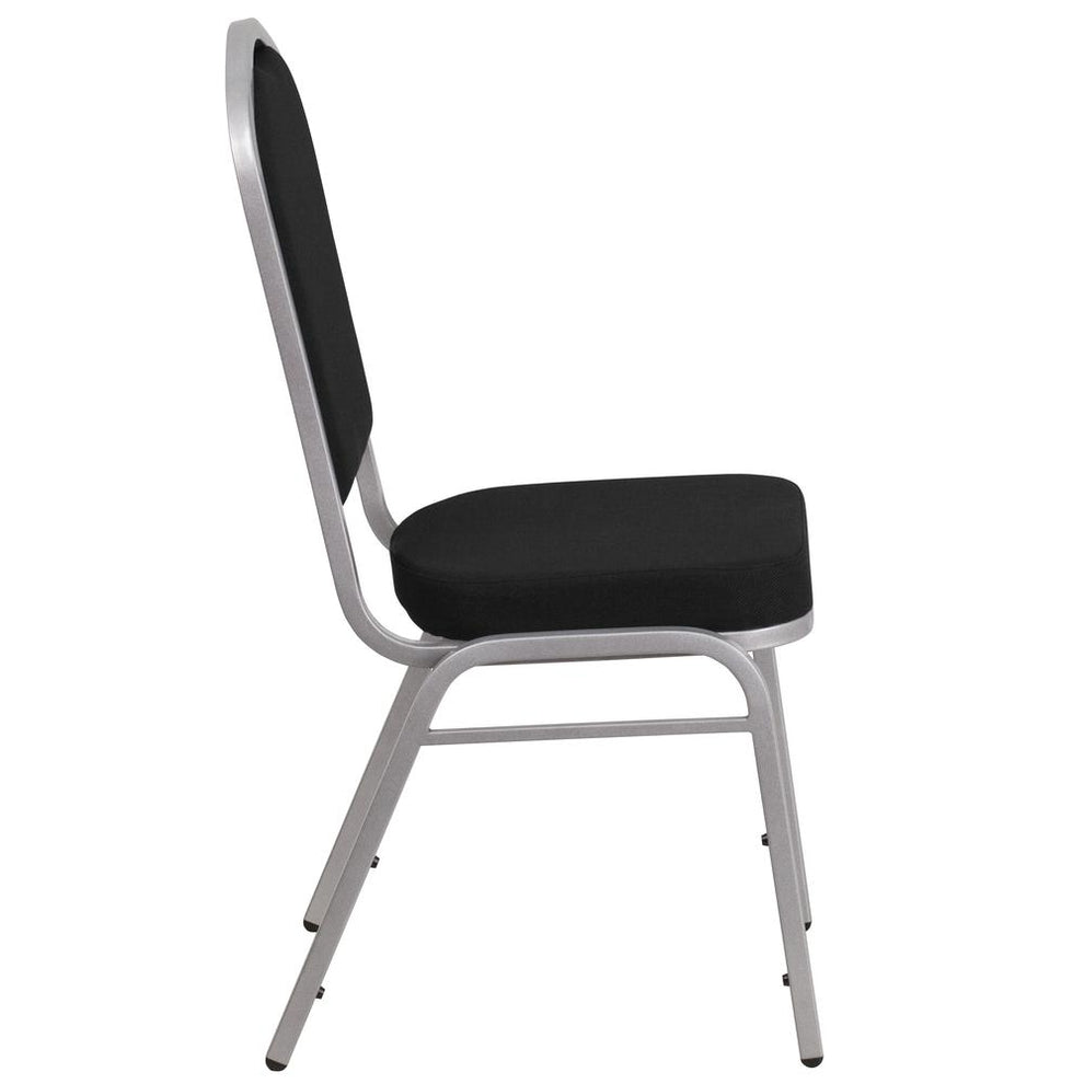 Hercules Series Crown Back Stacking Banquet Chair In Black Fabric - Silver Frame By Flash Furniture | Side Chairs | Modishstore - 2