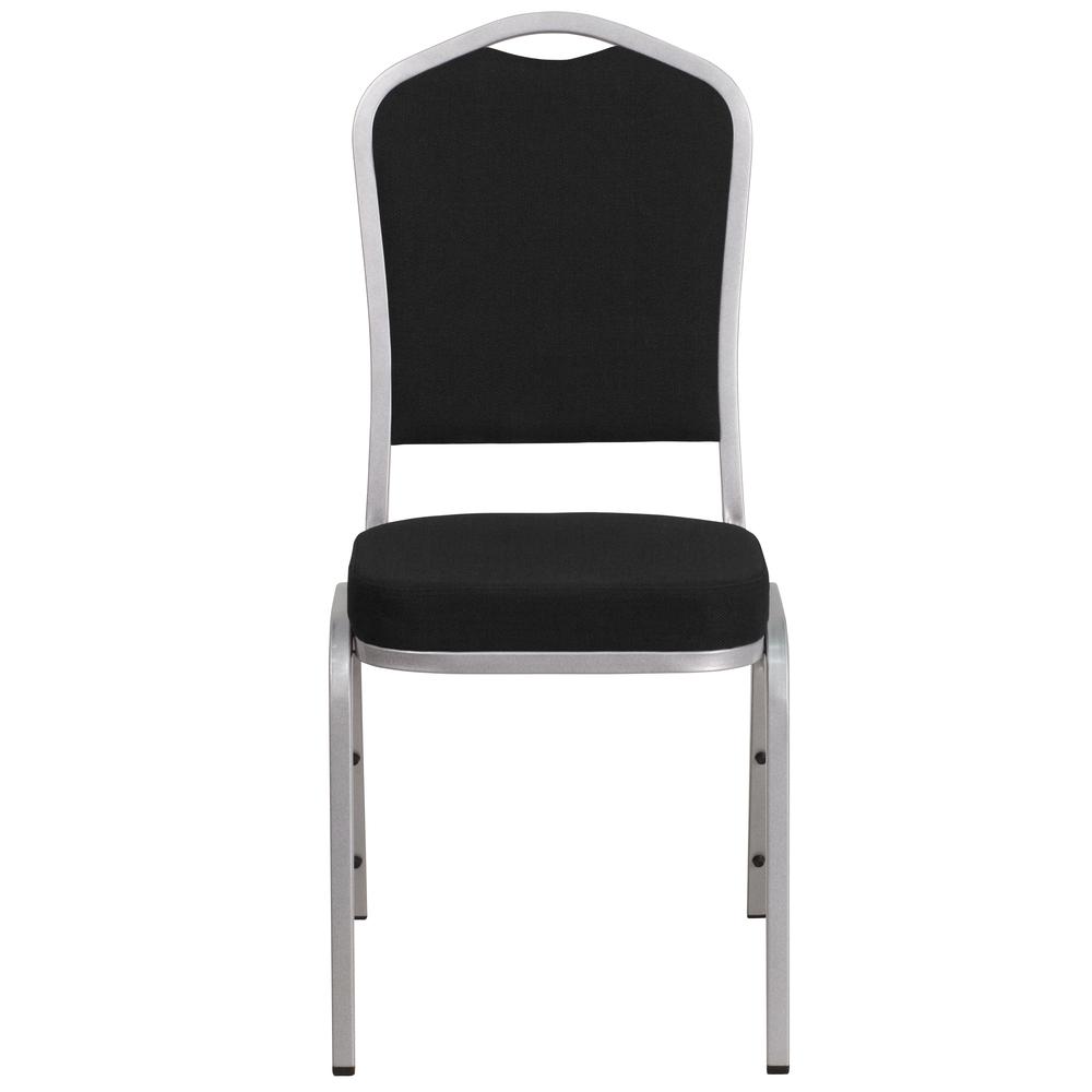 Hercules Series Crown Back Stacking Banquet Chair In Black Fabric - Silver Frame By Flash Furniture | Side Chairs | Modishstore - 4