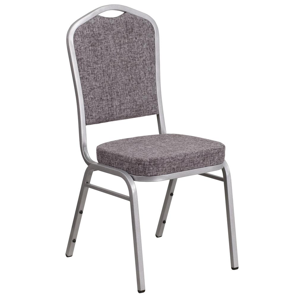 Hercules Series Crown Back Stacking Banquet Chair In Herringbone Fabric - Silver Frame By Flash Furniture | Side Chairs | Modishstore