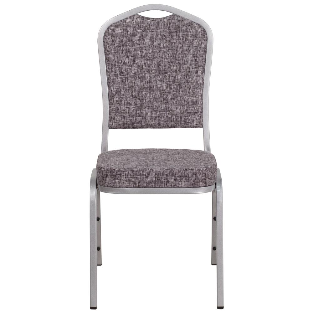 Hercules Series Crown Back Stacking Banquet Chair In Herringbone Fabric - Silver Frame By Flash Furniture | Side Chairs | Modishstore - 4