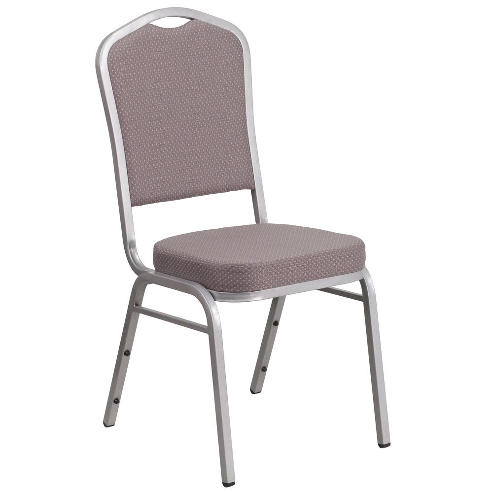 Hercules Series Crown Back Stacking Banquet Chair In Gray Dot Fabric - Silver Frame By Flash Furniture | Side Chairs | Modishstore - 1