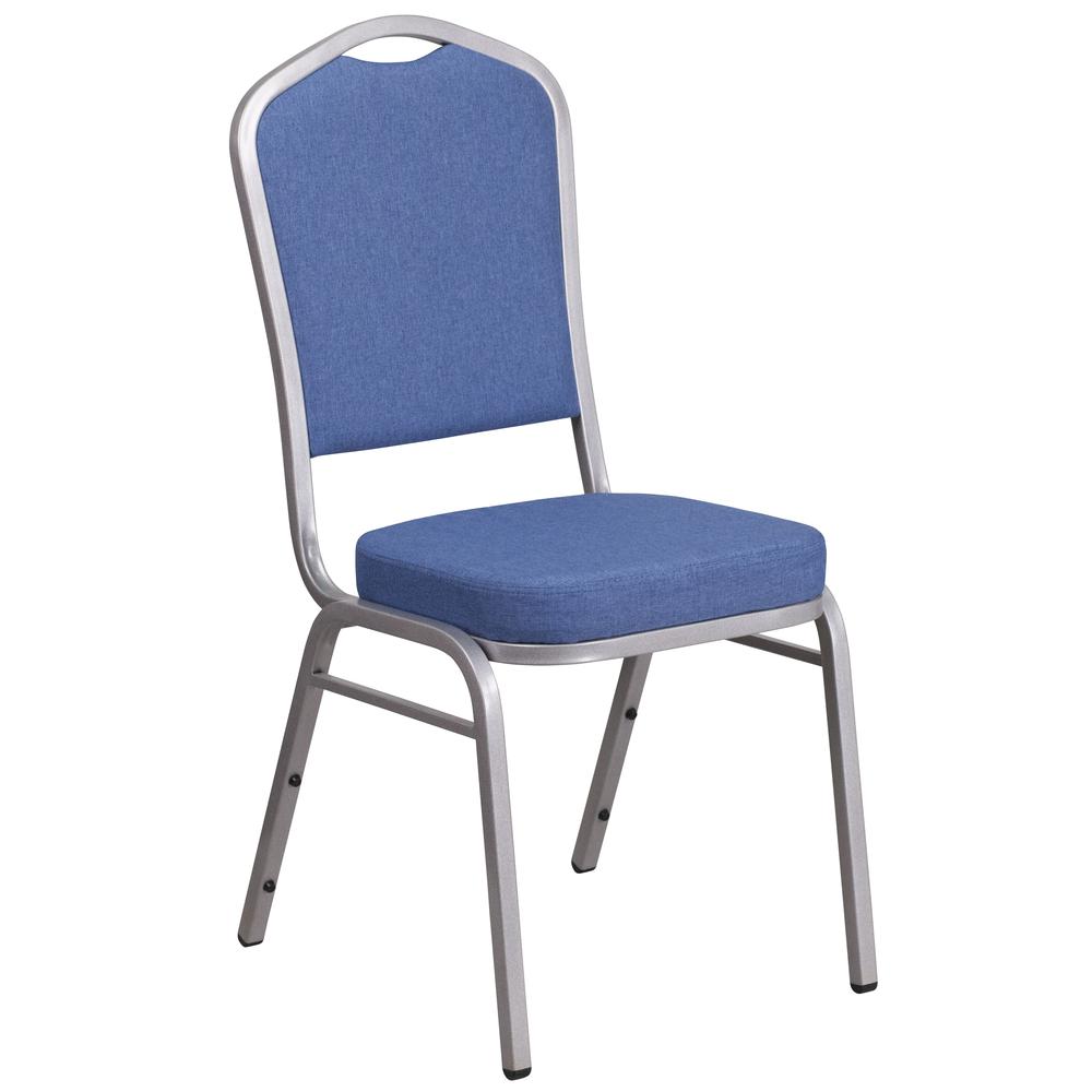 Hercules Series Crown Back Stacking Banquet Chair In Blue Fabric - Silver Frame By Flash Furniture | Side Chairs | Modishstore - 1