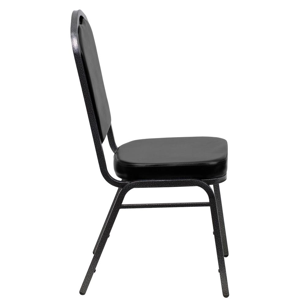 Hercules Series Crown Back Stacking Banquet Chair In Black Vinyl - Silver Vein Frame By Flash Furniture | Side Chairs | Modishstore - 2