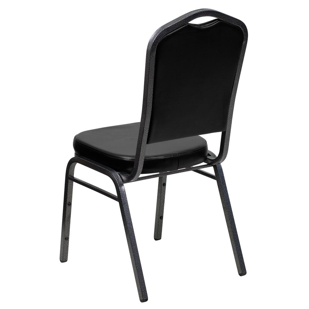 Hercules Series Crown Back Stacking Banquet Chair In Black Vinyl - Silver Vein Frame By Flash Furniture | Side Chairs | Modishstore - 3