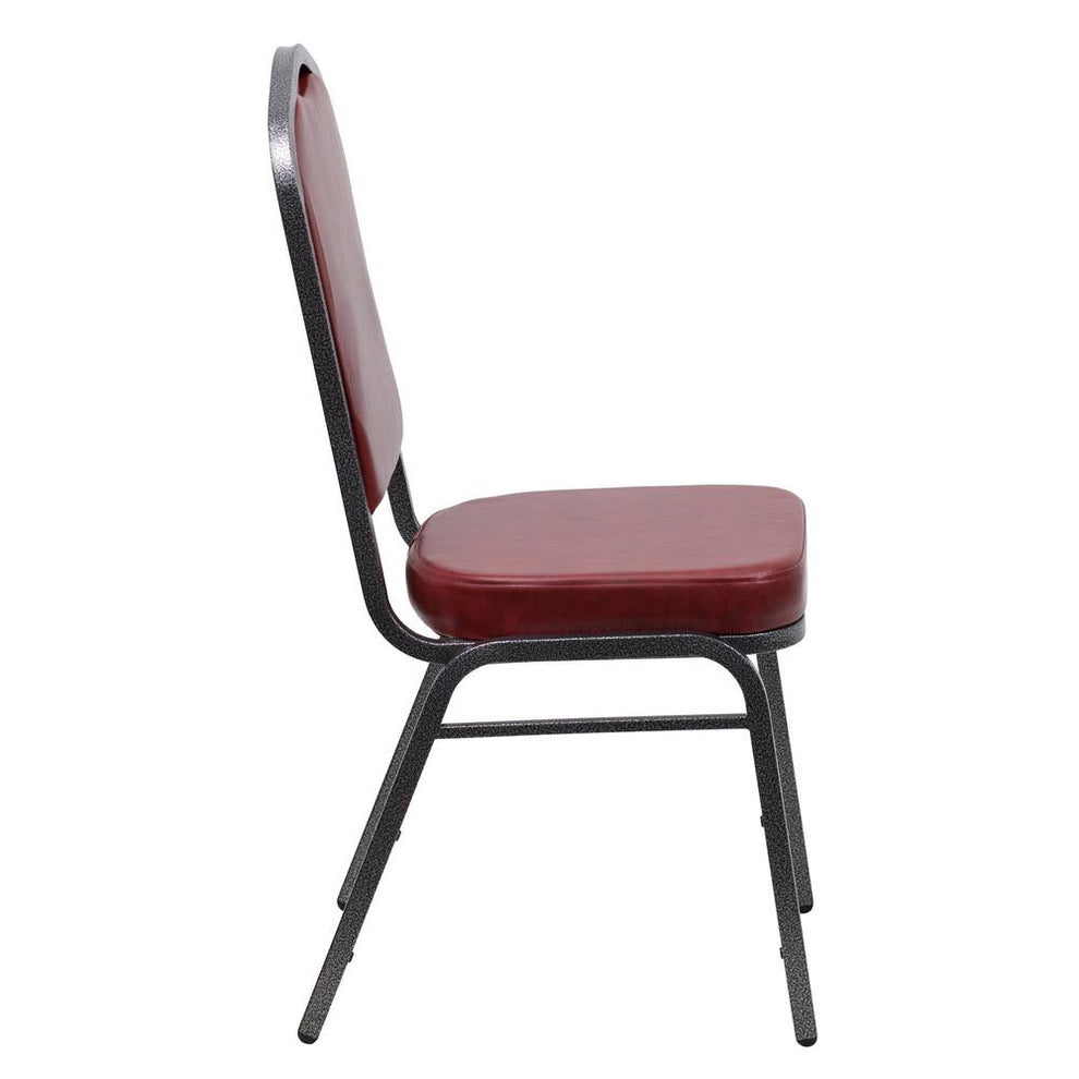 Hercules Series Crown Back Stacking Banquet Chair In Burgundy Vinyl - Silver Vein Frame By Flash Furniture | Side Chairs | Modishstore - 2