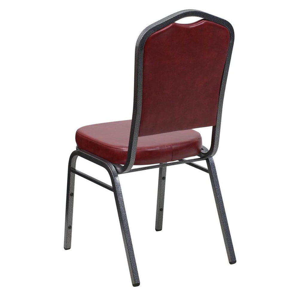 Hercules Series Crown Back Stacking Banquet Chair In Burgundy Vinyl - Silver Vein Frame By Flash Furniture | Side Chairs | Modishstore - 3
