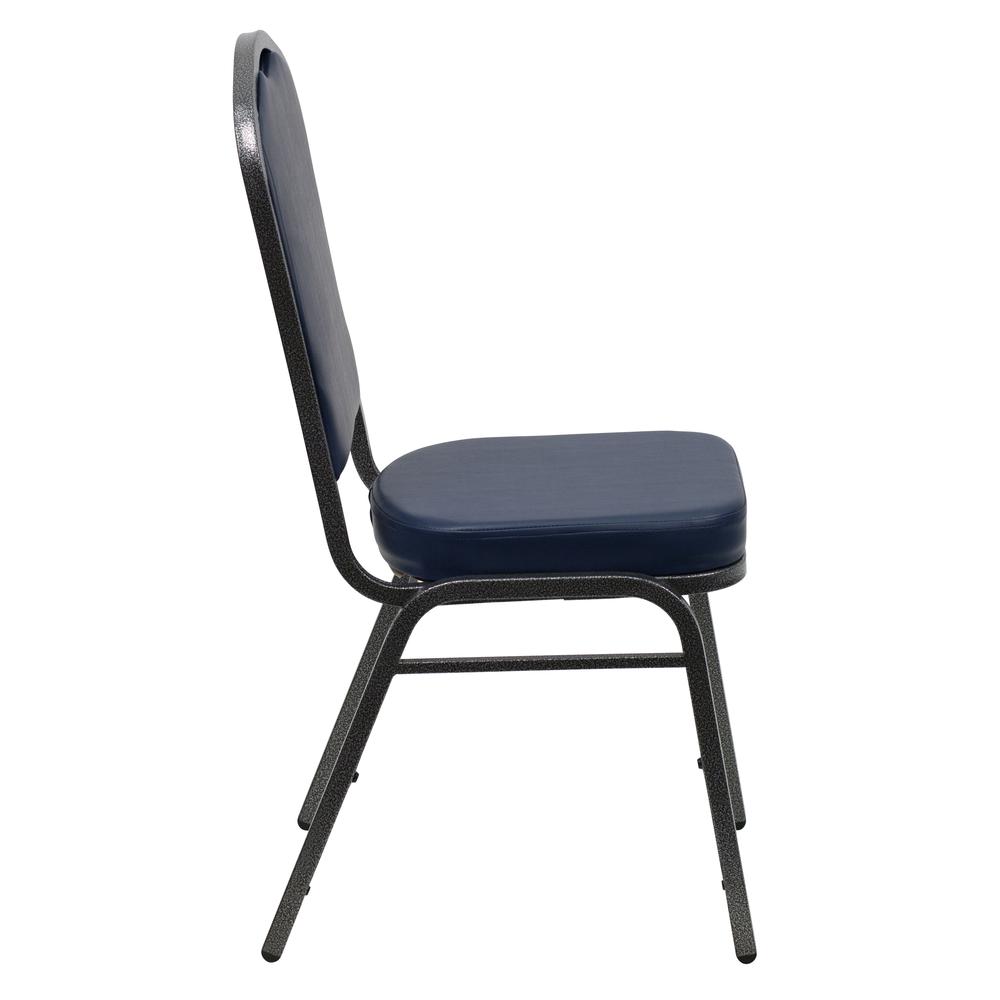 Hercules Series Crown Back Stacking Banquet Chair In Navy Vinyl - Silver Vein Frame By Flash Furniture | Side Chairs | Modishstore - 2