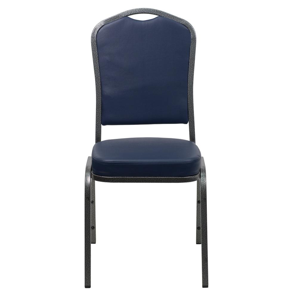 Hercules Series Crown Back Stacking Banquet Chair In Navy Vinyl - Silver Vein Frame By Flash Furniture | Side Chairs | Modishstore - 4