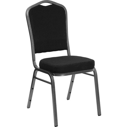 Hercules Series Crown Back Stacking Banquet Chair In Black Dot Patterned Fabric - Silver Vein Frame By Flash Furniture | Side Chairs | Modishstore